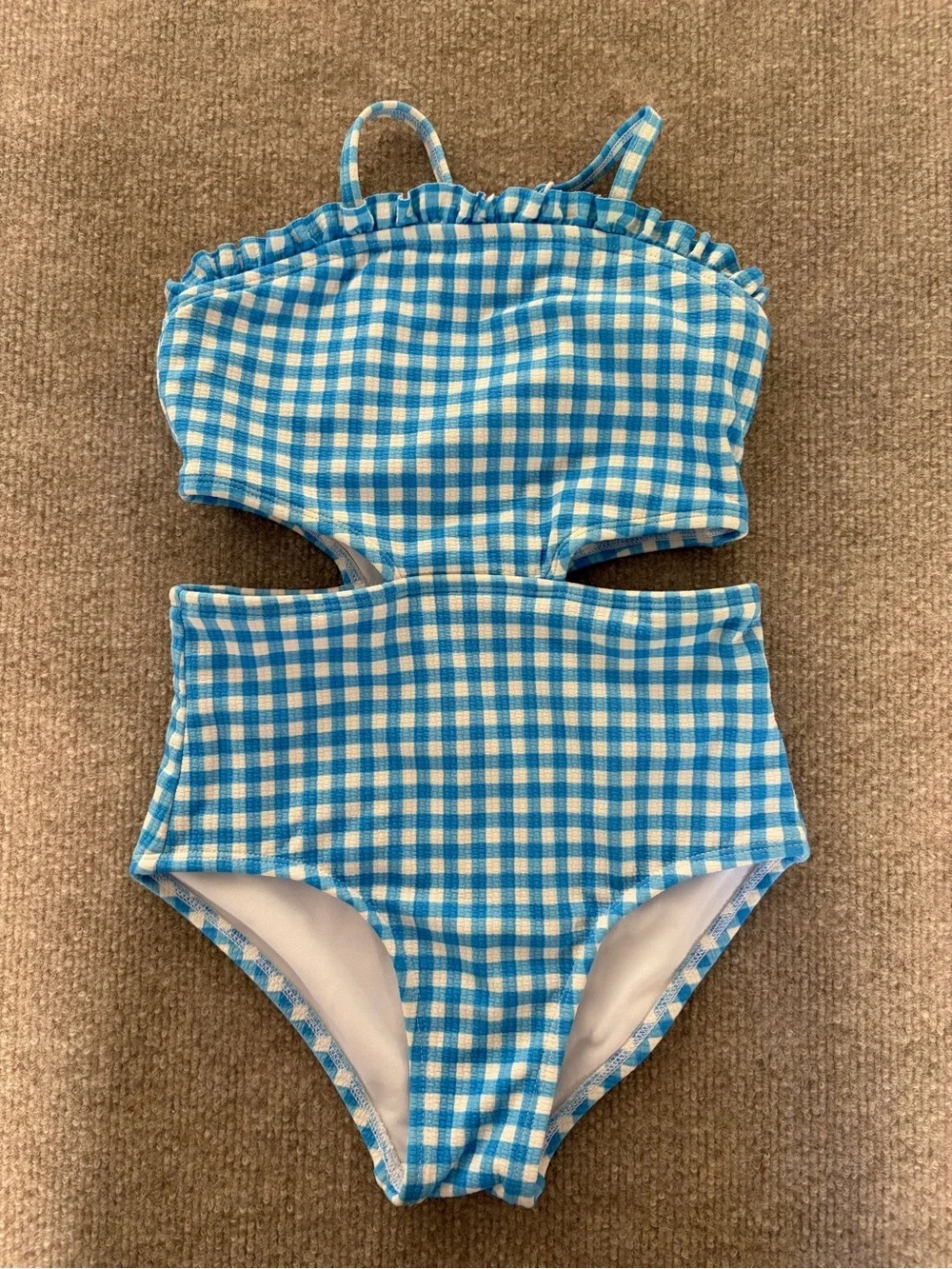 Cat & Jack Blue Gingham Cutout One-Piece Swimsuit